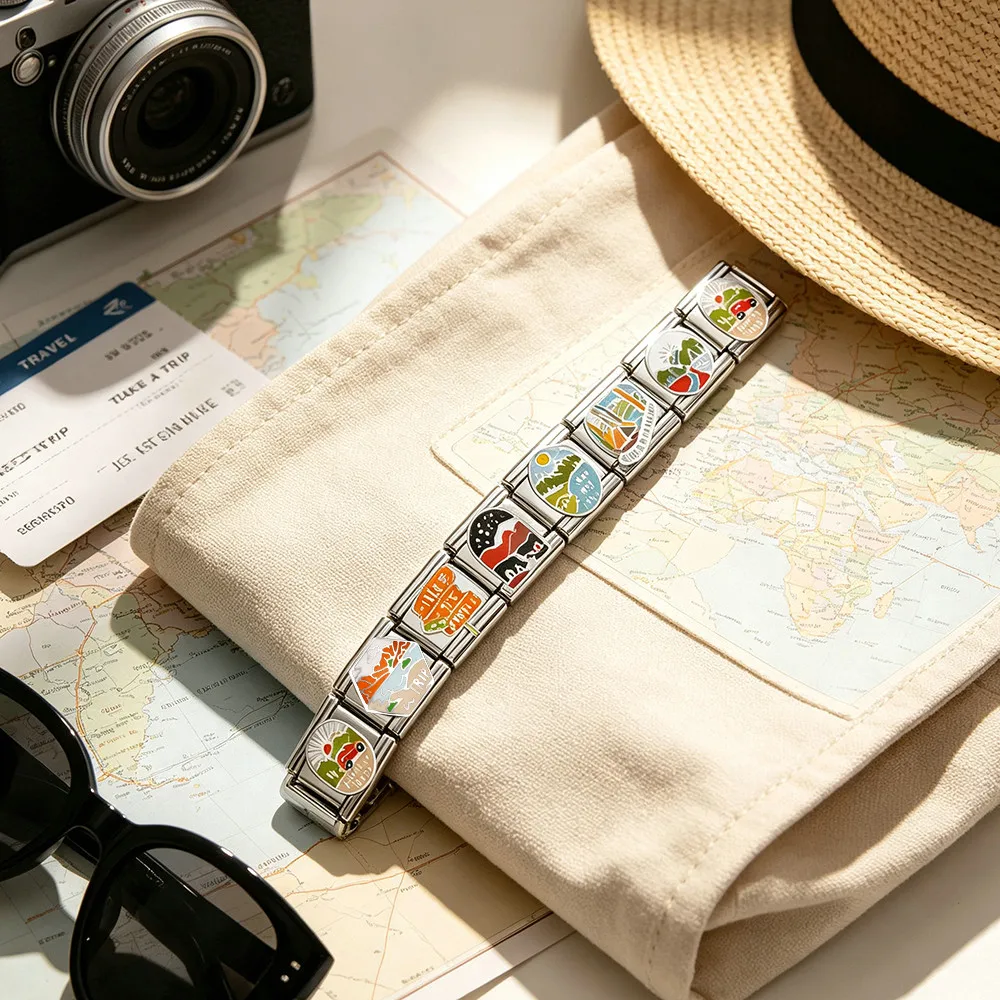 Design Outdoor-Reise-Serie Handketten-Geschenke Edelstahl-Schmuck Italienische Glieder Passend für 9mm Armband-Herstellung DIY-Perlen-Zubehör – Detail 2