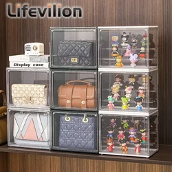 Clear Display Box Stackable Plastic Dustproof Storage Bins Figures Display Collectibles Bag Cosmetic Show Case with Interlayers