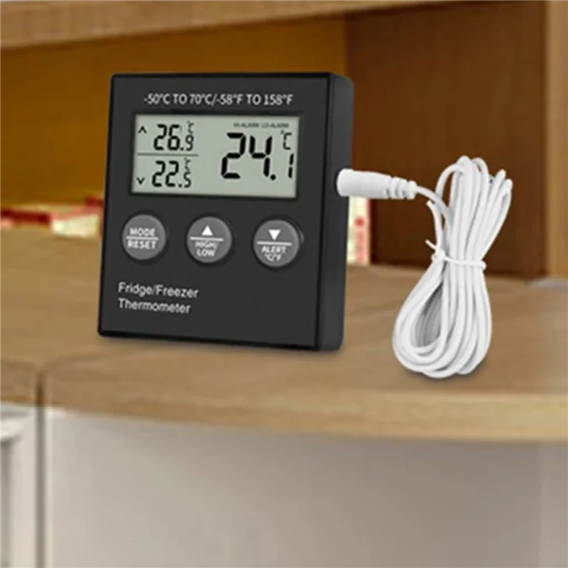 AT41 2X ميزان حرارة الثلاجة الرقمي مع إنذار درجة الحرارة شاشة الكريستال السائل ميزان حرارة الثلاجة والفريزر الرقمي
