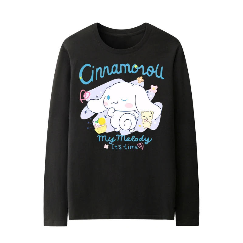 Cartoon Yugui Dog Cotton T-Shirt Autumn Crew Neck Long Sleeve Loose Simple Women's Top New Sanrio Hello Kitty Women's T-Shirt