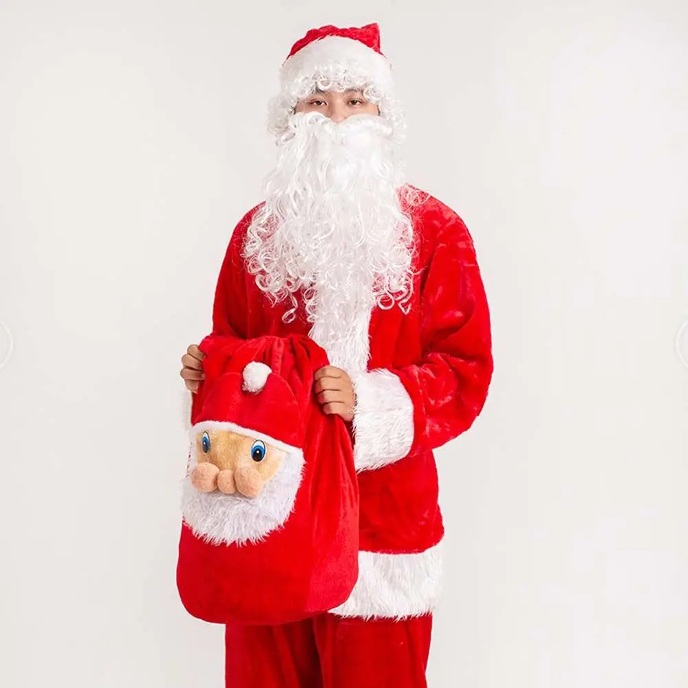 Engraçado para o feriado maquiagem realista adulto crianças peruca branca papai noel barba cosplay adereços acessórios de natal