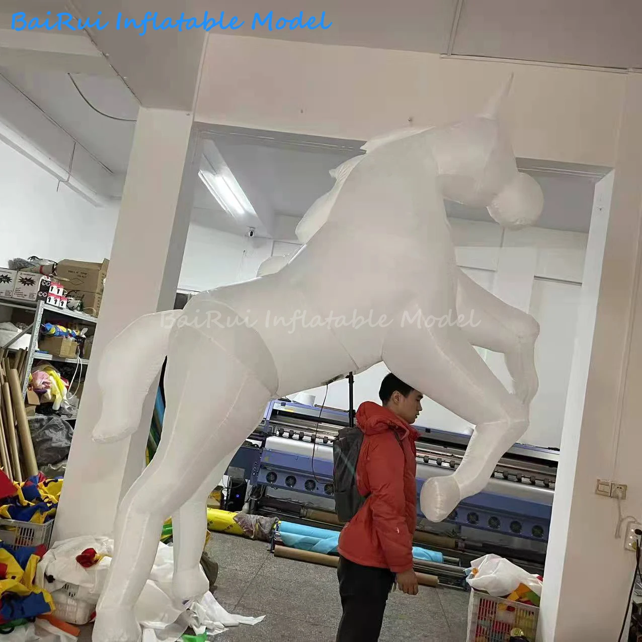 Riesiges aufblasbares Pferd-/Einhorn-Kostüm, laufendes Maskottchen für Veranstaltungen, Partys, Paraden, Aufführungen, Tierthemen-Requisite mit LED-Lichtern – Detail 7
