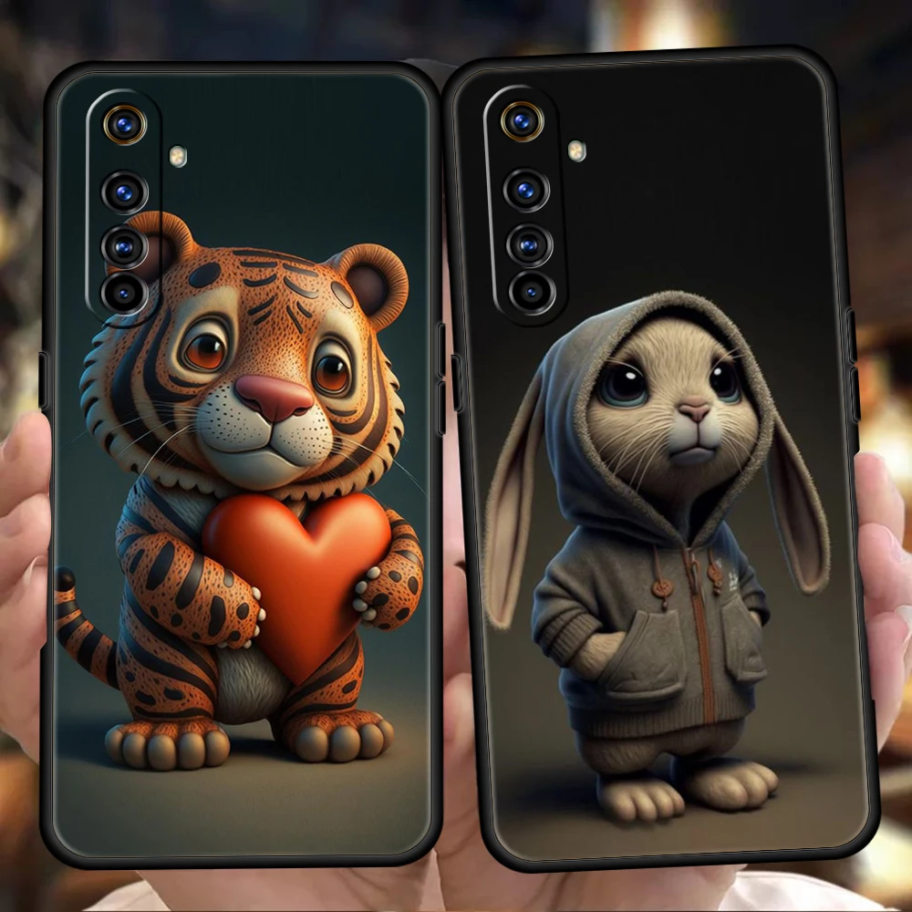 Cute Cartoon  Animal Phone Case for Realme 8 9 Pro Plus 8i 9i 6 7 GT2 C21 C25 C3 C11 11 Pro 5G Plus Shockproof Silicone Shell