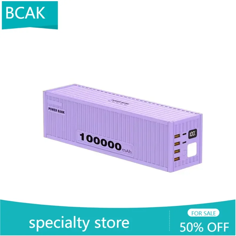 New BCAK Outdoor Large-capacity Power Bank with Cable 66W Fast Charging 100000 MAh Mobile Power Supply