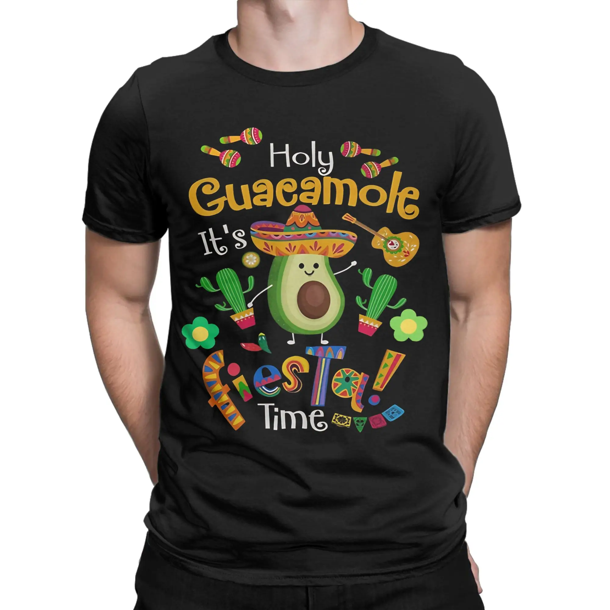 Camiseta Holy Guacamole It's Fiestal Time para hombres y mujeres, camisetas mexicanas del Cinco de Mayo, camisetas humorísticas de algodón con cuello redondo, camisetas de manga corta