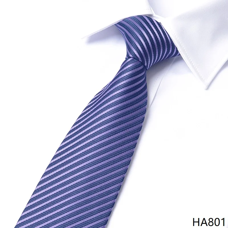 高品質パープルグレーストライプネクタイ男性用ジャカードレトロビジネス宴会ドレスアクセサリー-8-センチ幅手作り結び目ネクタイ