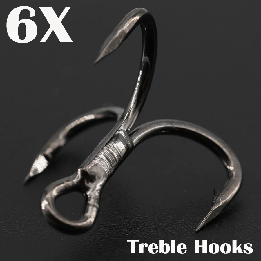 6X Fishing Treble Hooks 50Pcs Barbed Sharp Triple Sea Fishing Hooks Hard Lures for Freshwater Saltwater Fishing Accessories