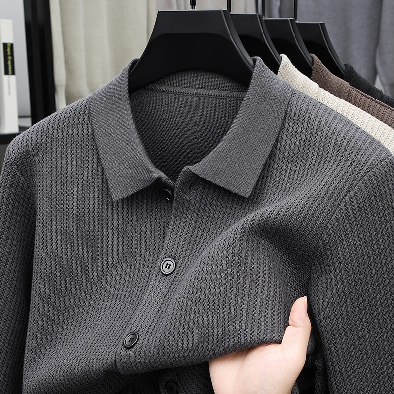 

Роскошное качество, мужской вязаный кардиган, удобное пальто с карманами на пуговицах и длинными рукавами, осень-зима, деловая мода, мужская одежда, топ