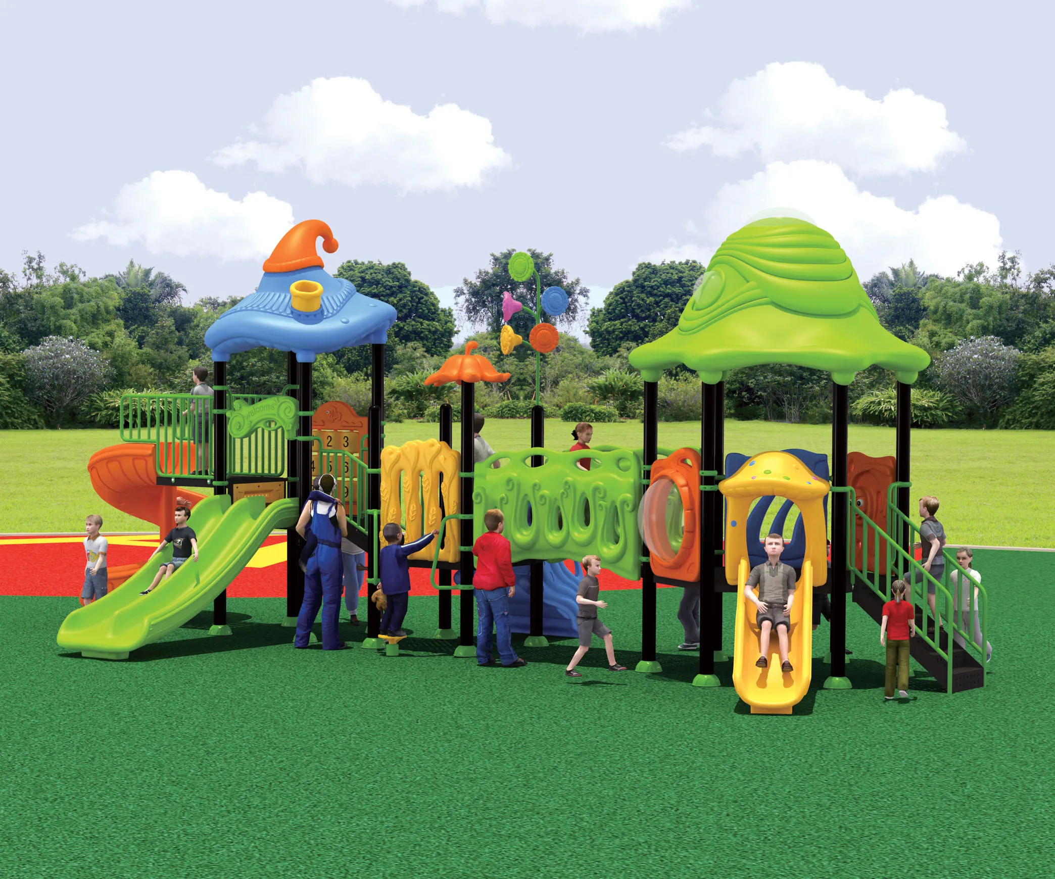 Outdoor Children Playground Plastic Slide Equipment for Sale Backyard Amusement Park Kids