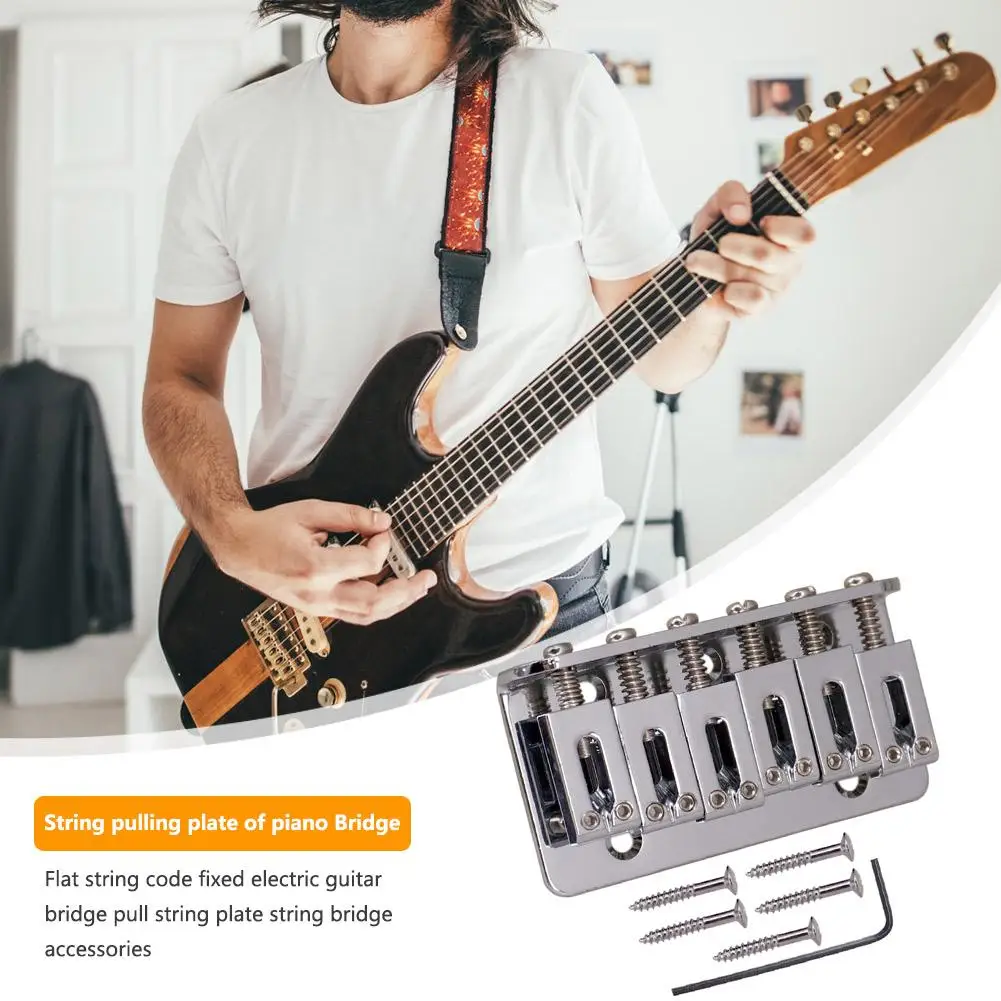 6 String Metal Fixed Hardtail Saddle Bridge Top Load Guitar Tailpiece Saddles