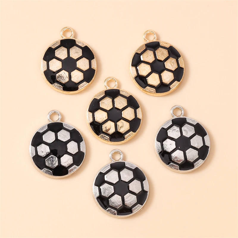 20 Stück 15x18mm Niedliche Emaille-Sportfußball-Anhänger für die Herstellung von Halsketten, Ohrringen, Armbändern, DIY-Bastelarbeiten und Schmuckzubehör – Detail 4