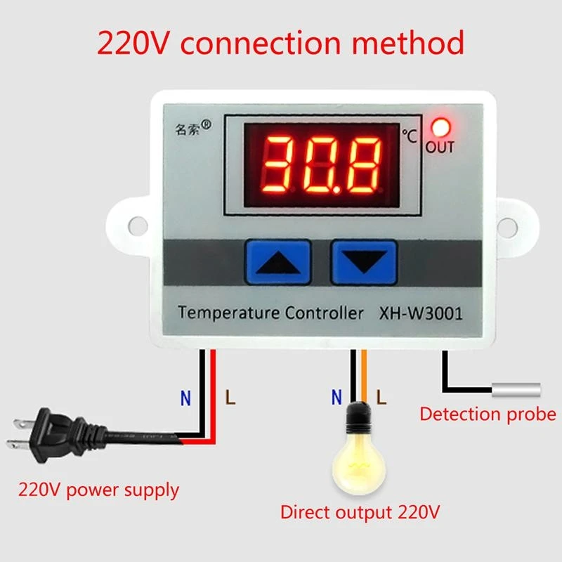 E06B 220V LED Digital Temperature Controller 10A Thermostat Control Switch Probe New