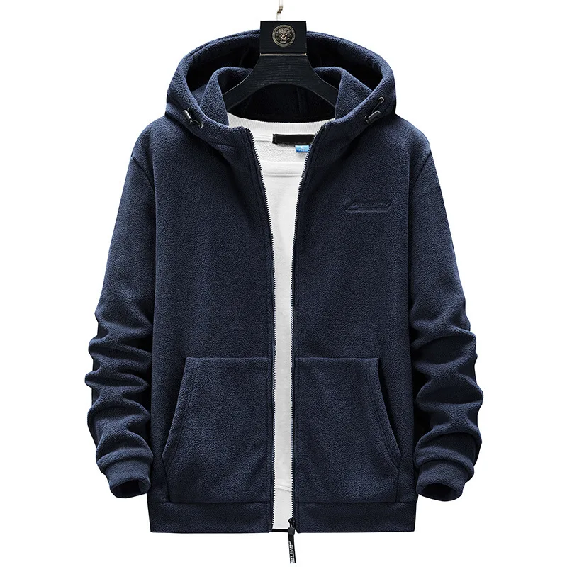 

Men's New Solid Color Hooded Fleece Jacket Outdoor Oversized Spring and Autumn Fleece Hooded Sweater