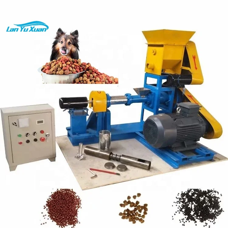 Single screw pet food floating fish feed mill pellet pet dog feed extruder machine