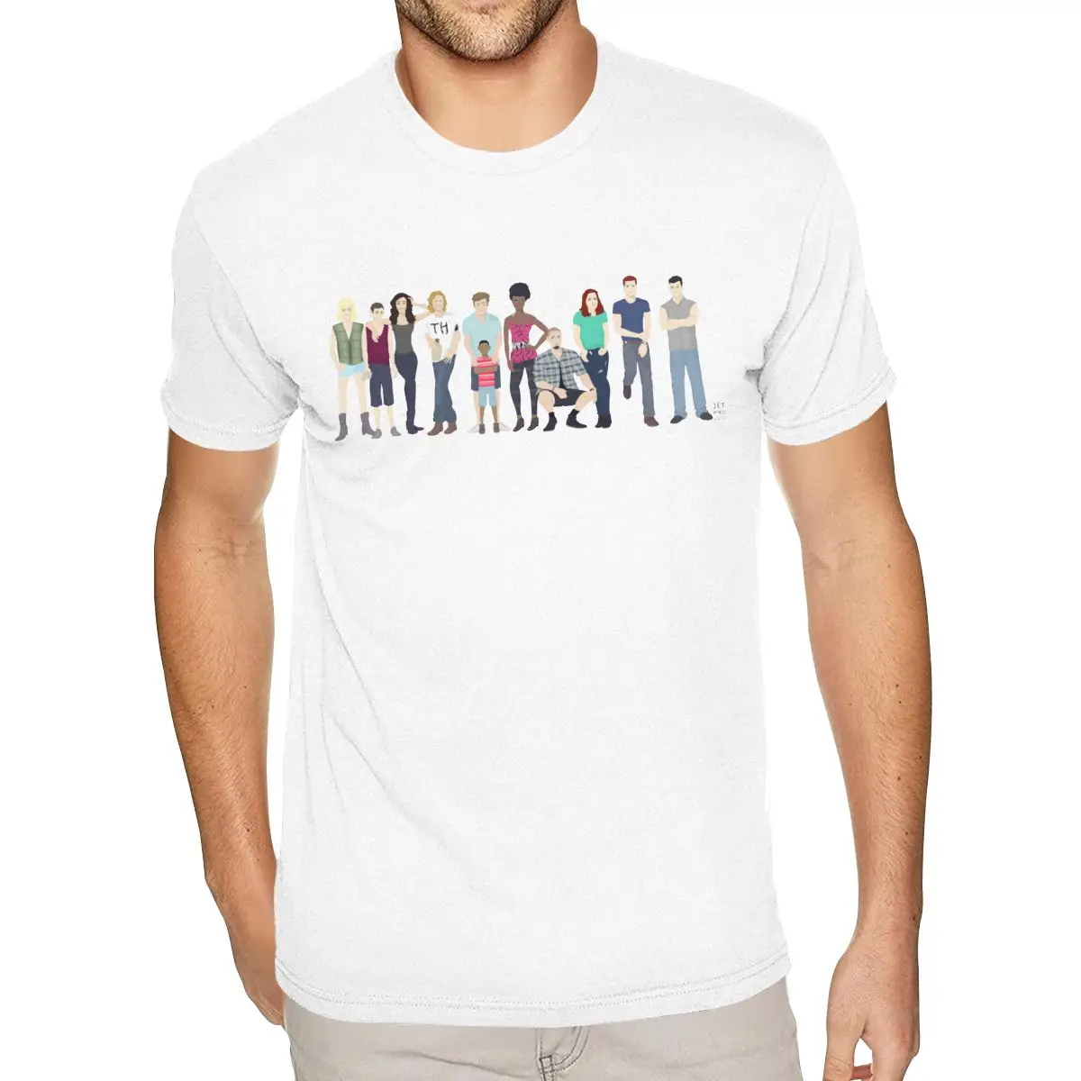 تي شيرت Rock Shameless Us بأكمام قصيرة للرجال لصديقها قميص أبيض مقاس كبير #1