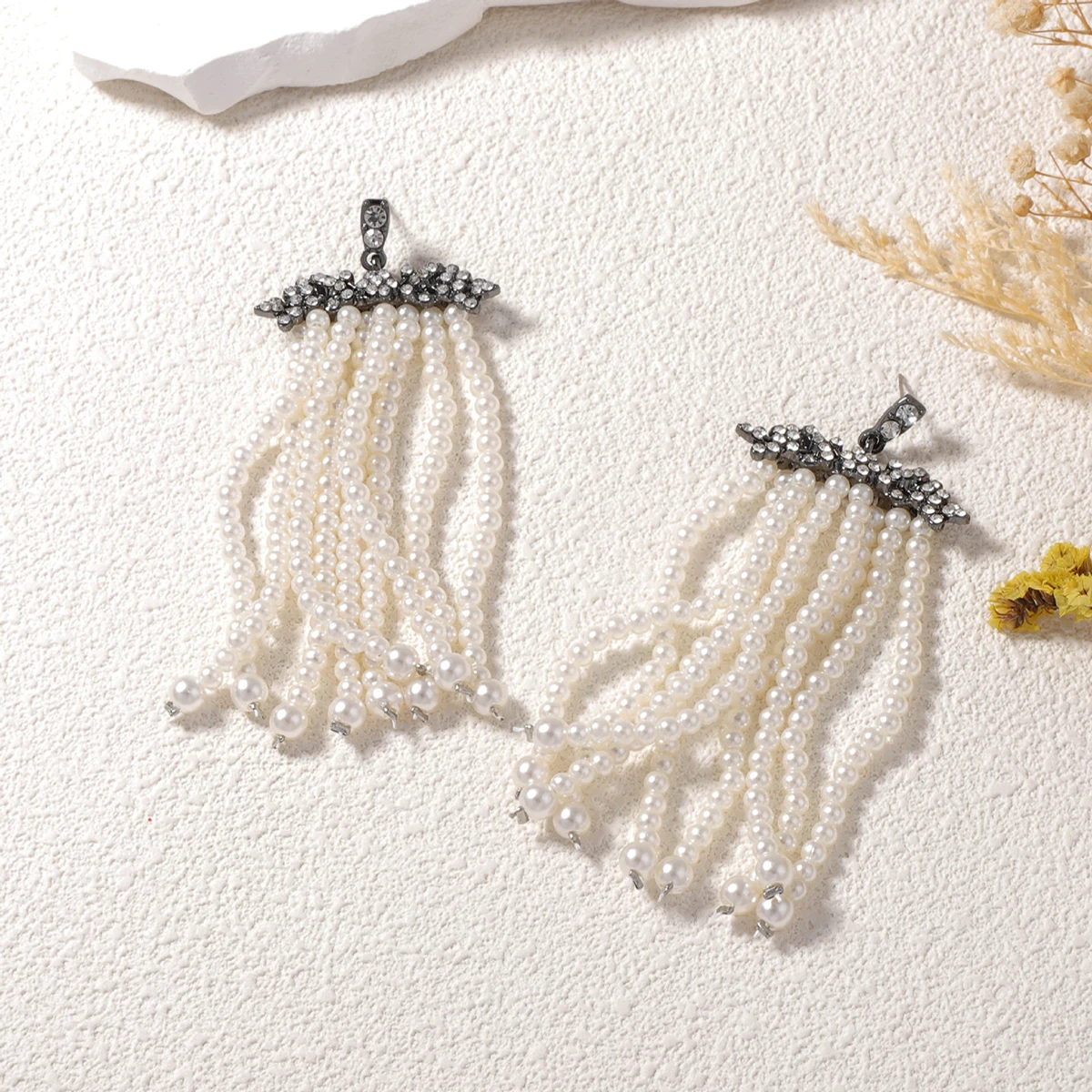 ZAA Trendy Women Jewelry Long Pearl Beaded Tassel Earrings High Quality Charm Party Holiday Accessories Birthday Gifts