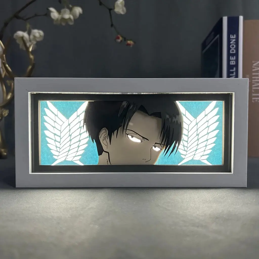 Paper Cut Shadow Lightbox Attack on Titan Room Decorations for Men Manga Desk Lamp Levi Face Eyes Anime Decor Gift for Boyfriend