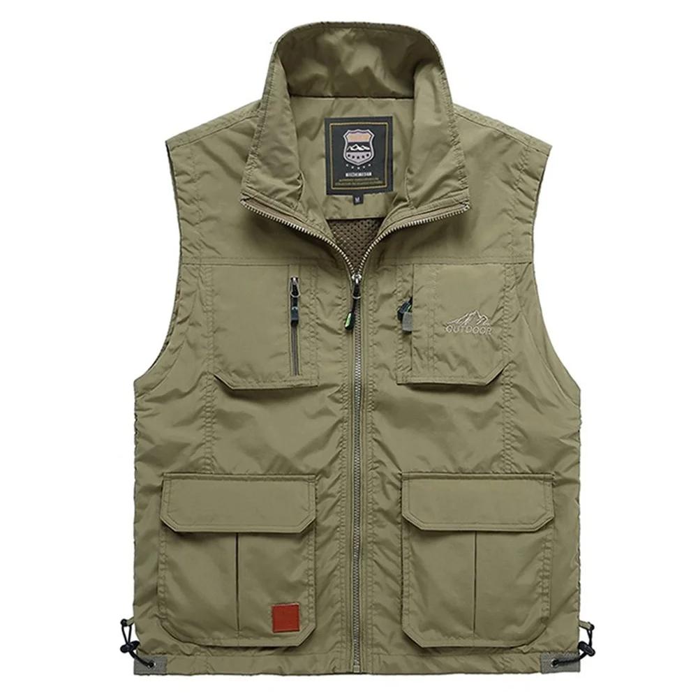 Zomer Mesh Dunne Multi Pocket Vest Voor Man Big Size Man Casual 4 Kleuren Mouwloze Jas Met Veel Zakken Verslaggever vest