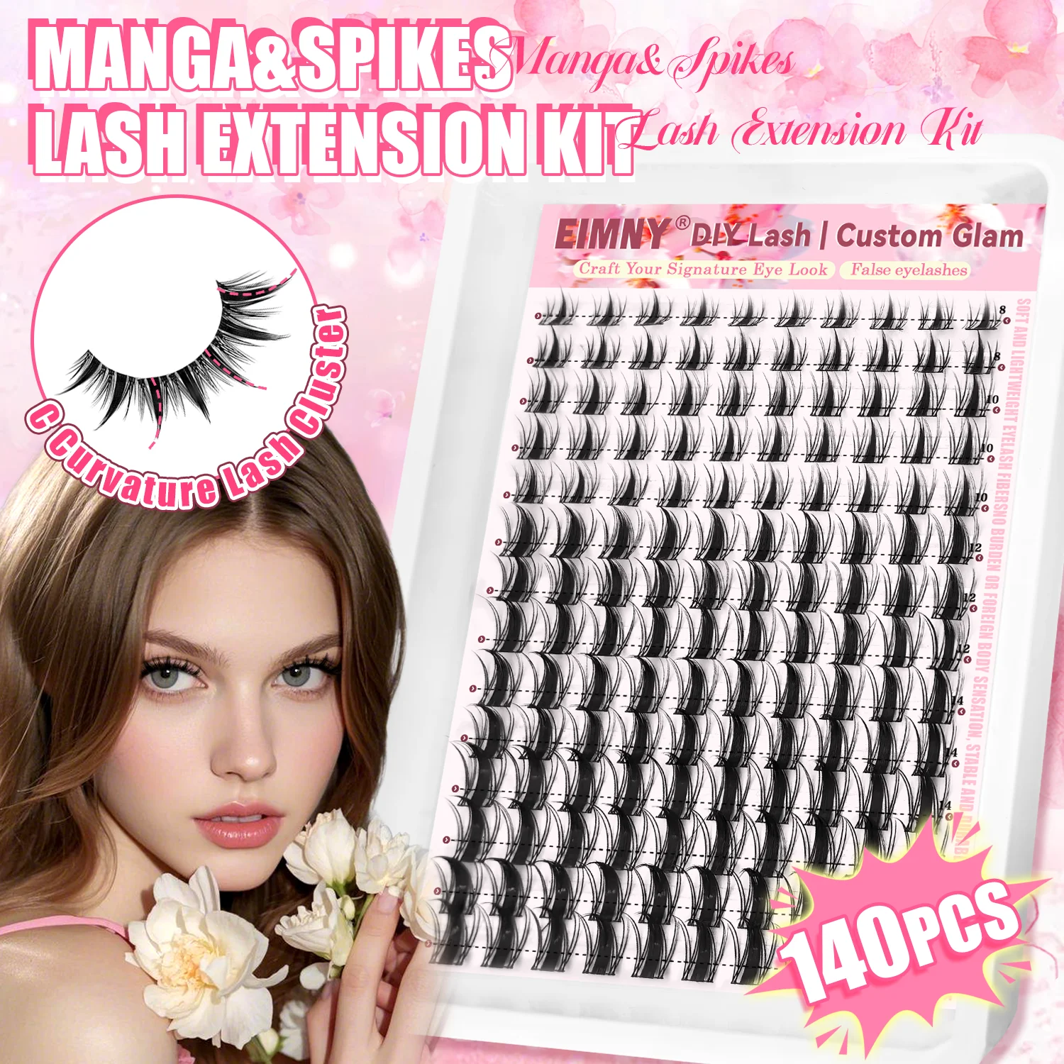 Eyelash Extension Wet Look - Zestaw kępek rzęs Fairy, naturalny wygląd,