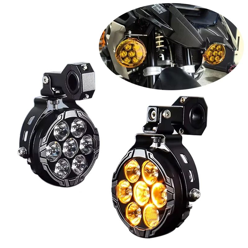 Newest 4.5inch Motorcycle Led Headlamps White Amber Auxiliary Lights For ADV BMW GS 1250 Adventure Spotlight 12000LM 12V 24V.