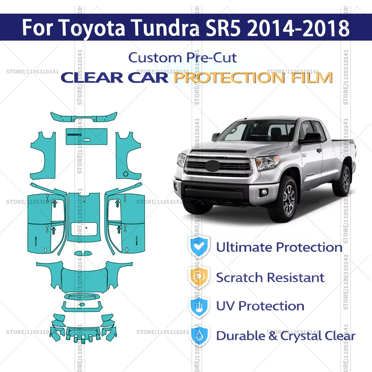 Pre-Cut Paint Protection Film PPF Transparent Car Film Automotive PPF For Toyota Tundra SR5 2014-2018 Full Vehicle Professional