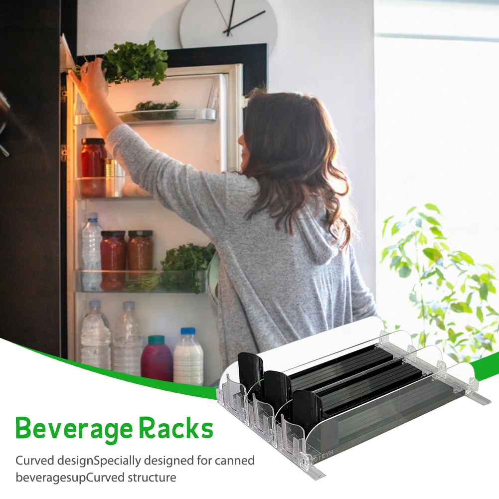 Canned Beverage Push Rack Spring Push Beverage Pusher Shelf Adjustable Width Can Shelf Pusher E-shaped Glide for Refrigerator