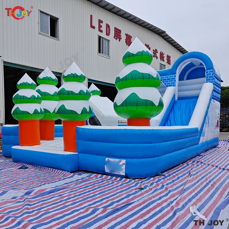 9x7m Outdoor New Design Inflatable Christmas Themed Bouncy Castle With Slide For Kids And Adults