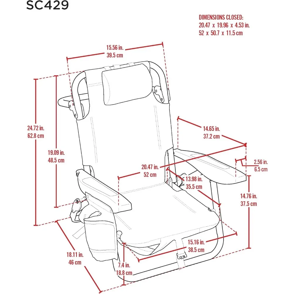 كرسي شاطئ قابل للتعديل للأطفال مع ميزة مسطحة قابلة للطي، أزرق