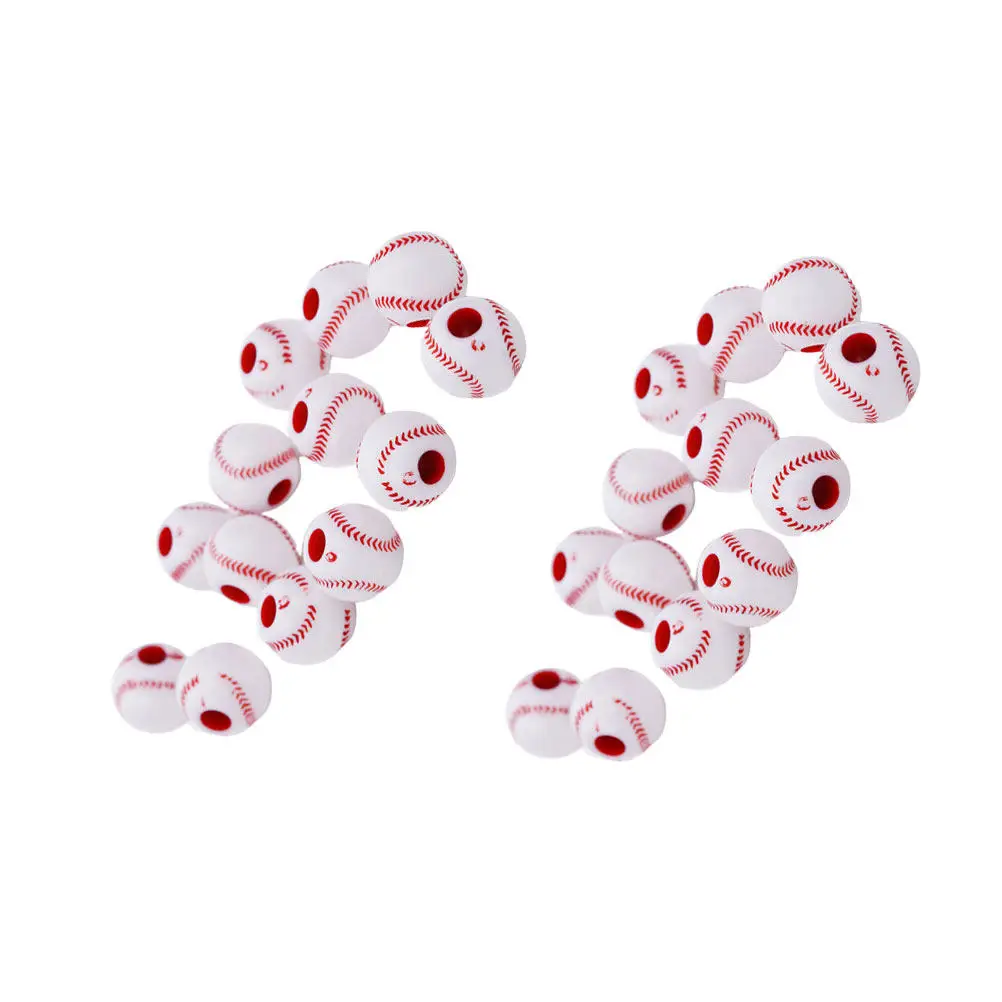 100 pcs Baseball Beads for Keychains, Jewelry Making Charms, Necklace DIY Craft Supplies