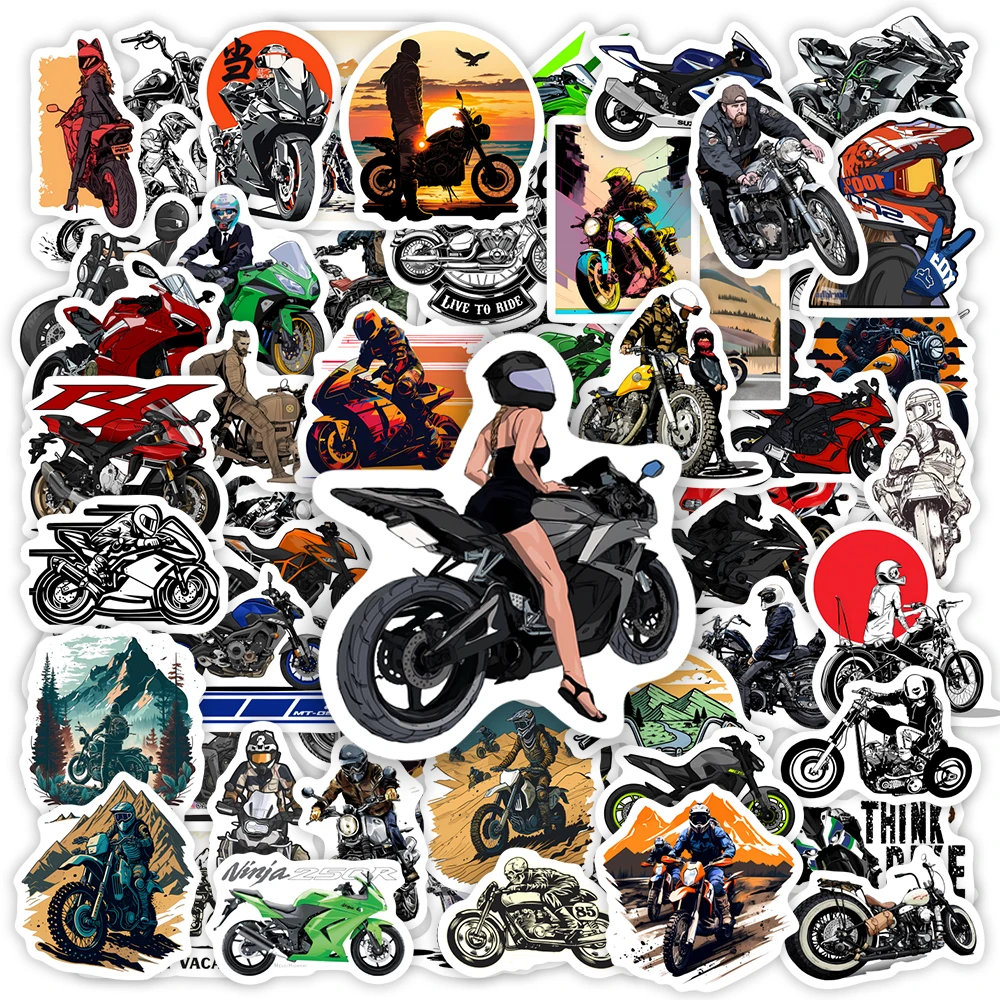 Cool Motorcycle Travel Stickers DIY Gift Decorative Vinyl Waterproof Decals for Scrapbook Diary Junk Laptop Phone Luggage Bottle