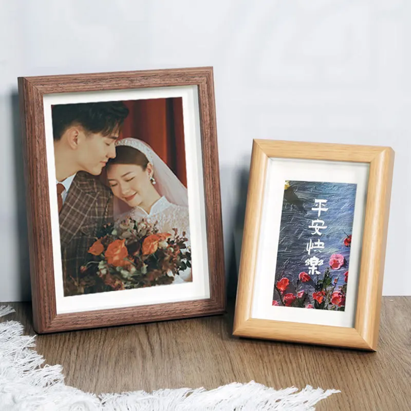 Wooden Hollow Glass Photo Frame Can Hold 7-inch 10-inch A4 Wedding Photo Frame Three-dimensional Solid Wood Picture Frame