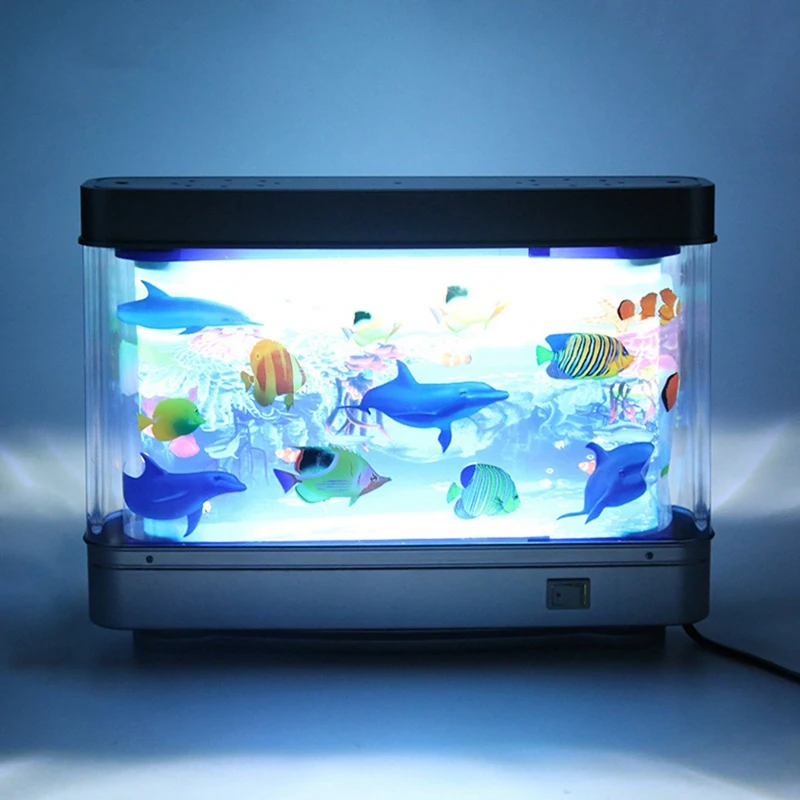 Artificial Tropical Fish Tank Lamp Aquarium Night Light Virtual Ocean Dynamic LED Table Lamp Room Decoration Gift