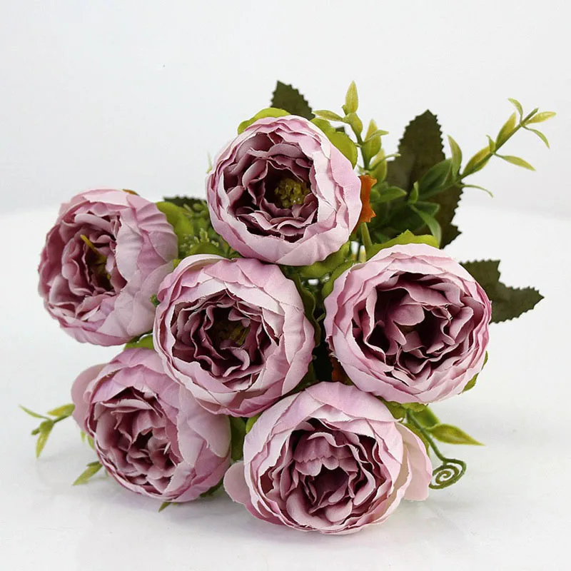 Künstliche Blumen, Rosen, Pfingstrosen, künstliche Blumen, rosa Seide, weiße Pfingstrosen, Blumenstrauß, Hochzeit, Party, Dekorationen, künstliche Blumen