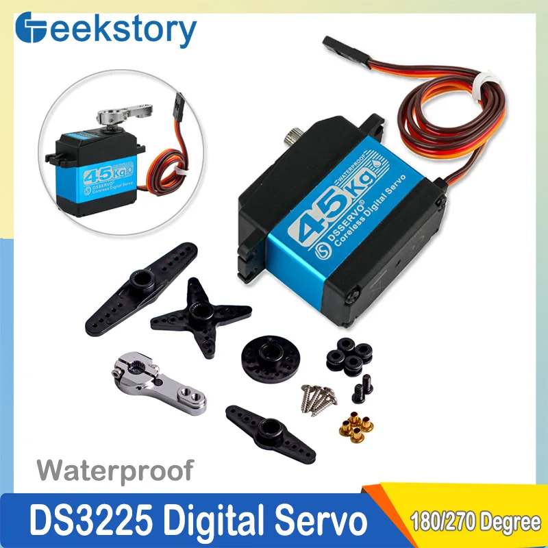 45KG DS3245 Coreless Digital Metal Servo 180°/270° Motor 7.4V Waterproof IP66 with 25T Servo Arm For RC DIY Robot 1:8 1:10 Car