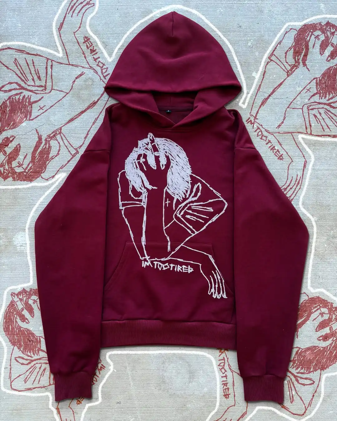 Y2k best friend Hoodies Women Wine Red Fabric Sweatshirt Men Women Fashion Art Simple Streetwear Unisex Oversized Clothing
