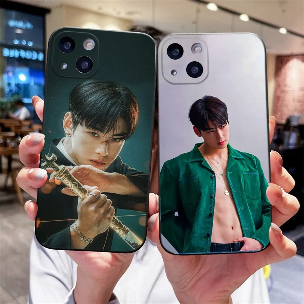 Kpop Cha EunWoo Phone Case For iPhone 14,13,12 Mini 11 Pro XR,X,XS,MAX 6S,7,8 Plus Silicone Cover Soft black