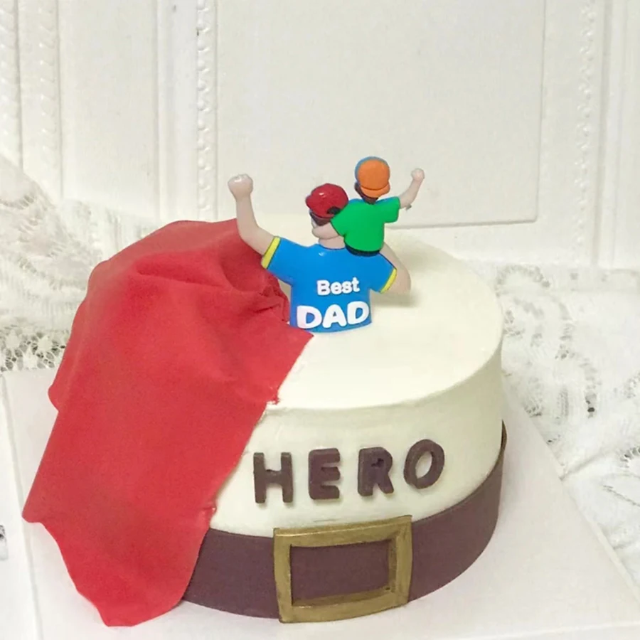 Vatertag-Kuchendekoration, Plugin, guter Papa, Umarmung, Junge, Ornament, Sie sind mein Superheld, Papa, Geburtstag, Backdekoration – Detail 5
