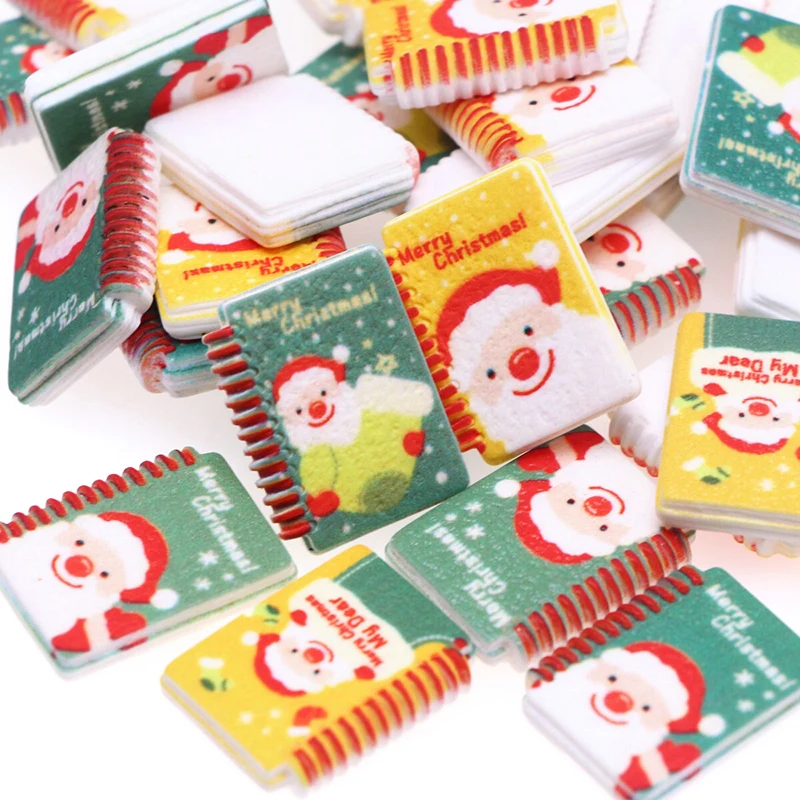 Baru panas 4 buah/set Resin simulasi Mini Model rumah boneka miniatur kartun kaus kaki natal Notebook DIY dekorasi aksesoris