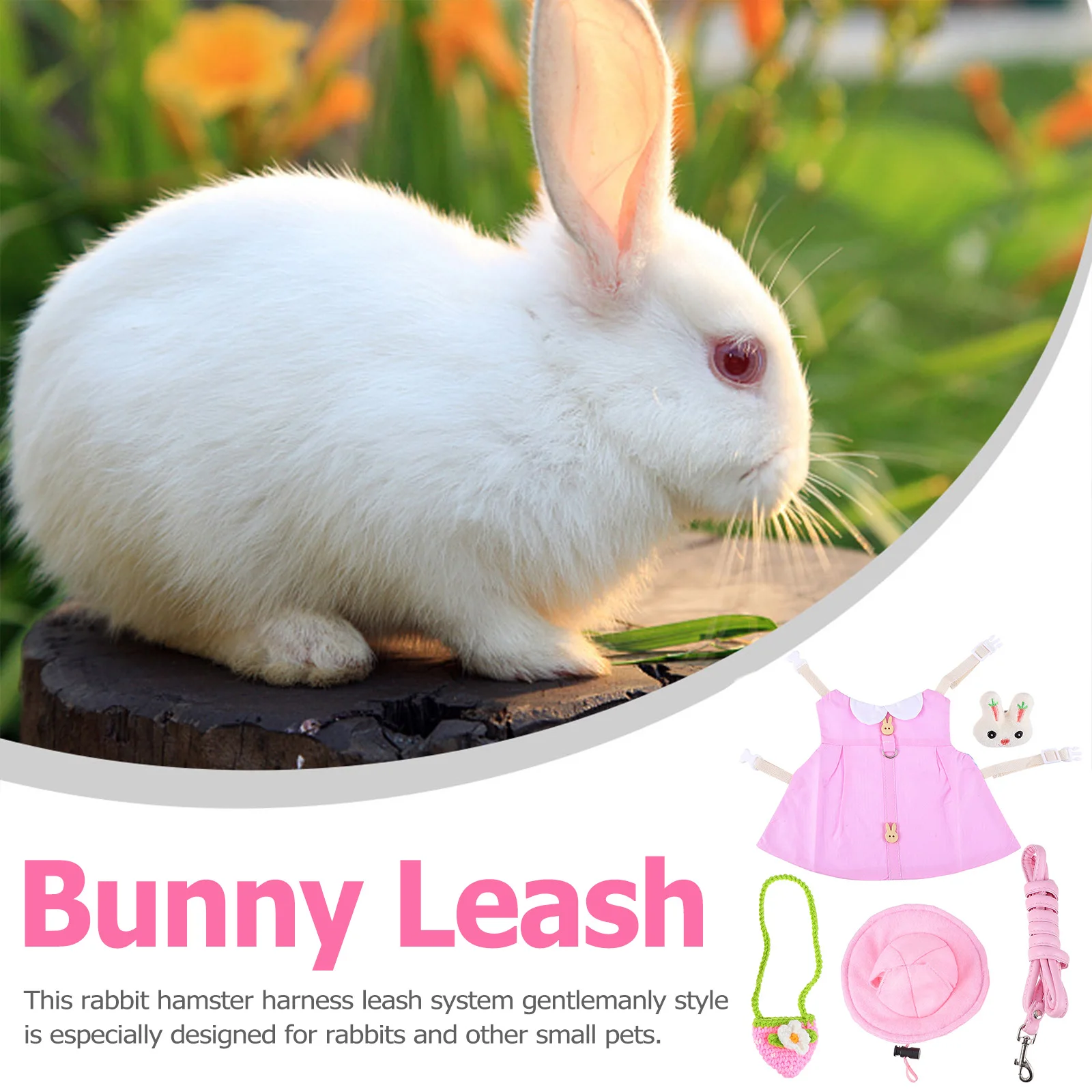 

Pet Clothing Set Costumes Rabbit Dress Up Suit Hamster Leash Cotton Bunny Accessories Small Animal