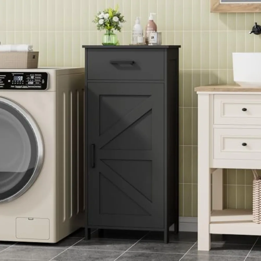 

35.4 H Bathroom Cabinet with Drawer Bathroom Organizers and Storage Adjustable Shelves Floor Cabinet for Living Room Entryway K