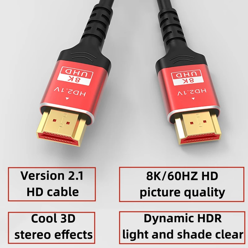 8K HDTV 21 Cable 1M 15M 2M 48Gbps eARC Dolby Vision Ultra High Speed Compatible for Xiaomi TV Box PS5 60Hz