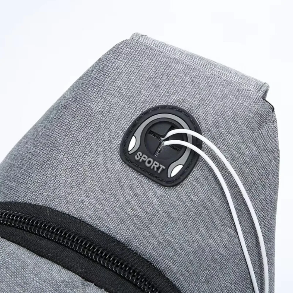 Waterproof Men's Chest Bag Multi-pocket Durable Nylon Crossbody Shoulder Bag Earphone Hole Design Adjustable Shoulder Strap