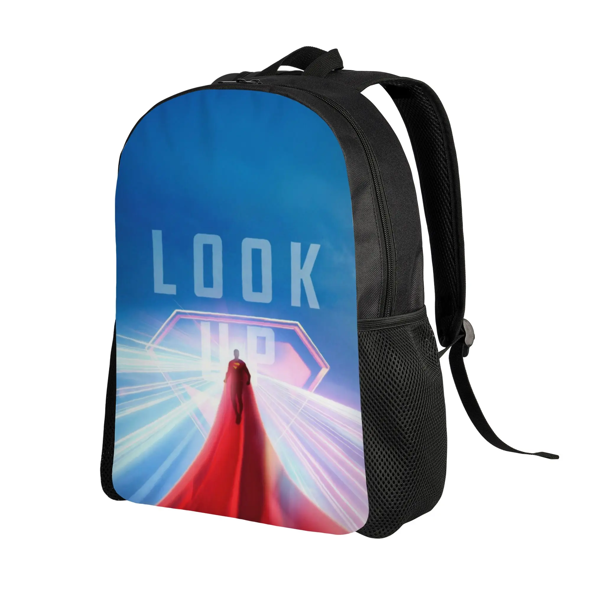 Back to school season Kawaii Superman Look Up Light Beam Poster Rucksack  For Women Backpack