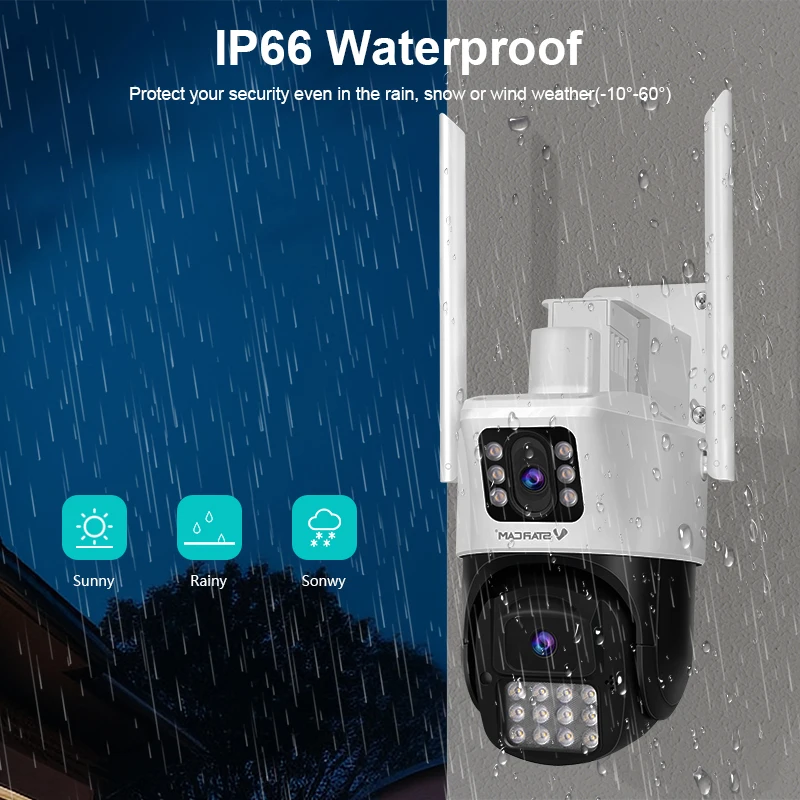 Vstarcam 2MP IP WiFi Outdoor Camera Dual-Lens Dual-Screens 1080P AI Human Detection Security Night Vision 2-Way Audio