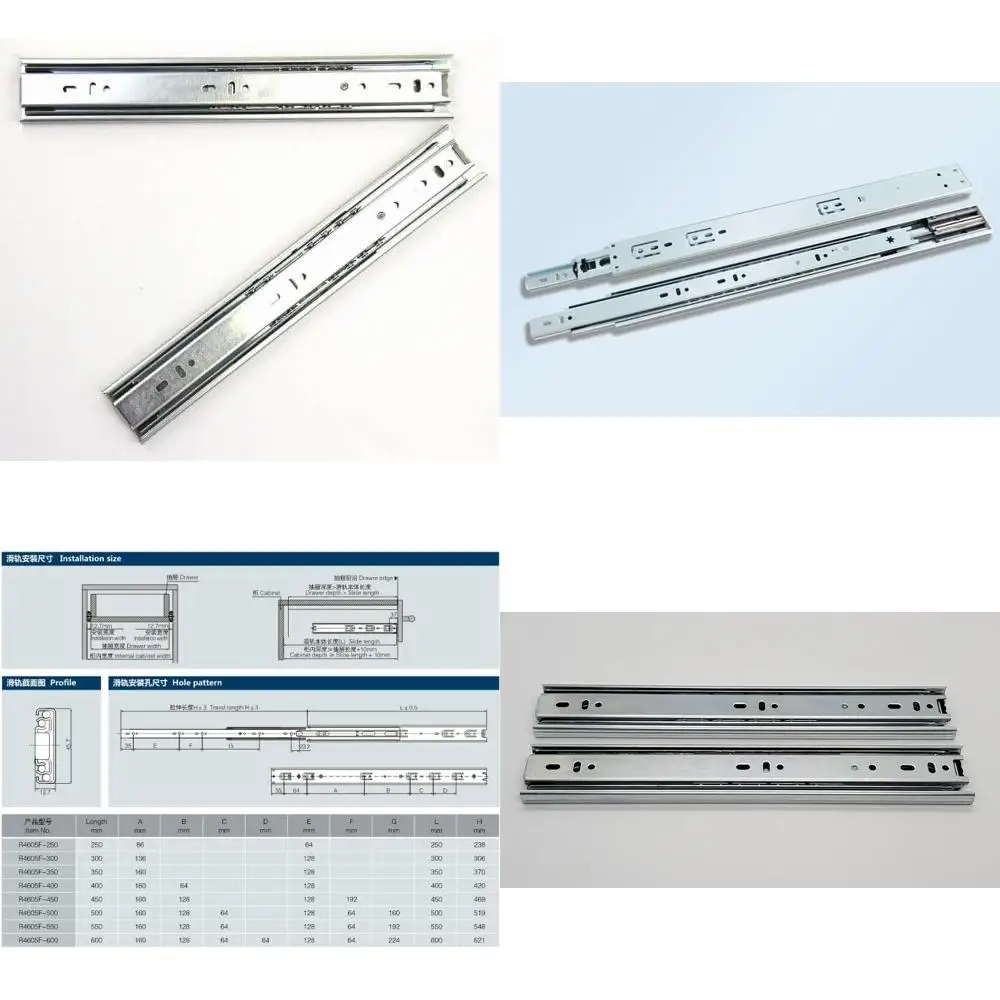 

Heavy-Duty Ball Bearing Drawer Slides - 100-Pound Capacity, 22 Zinc Finish, 5 Sets for Durable Storage Solutions