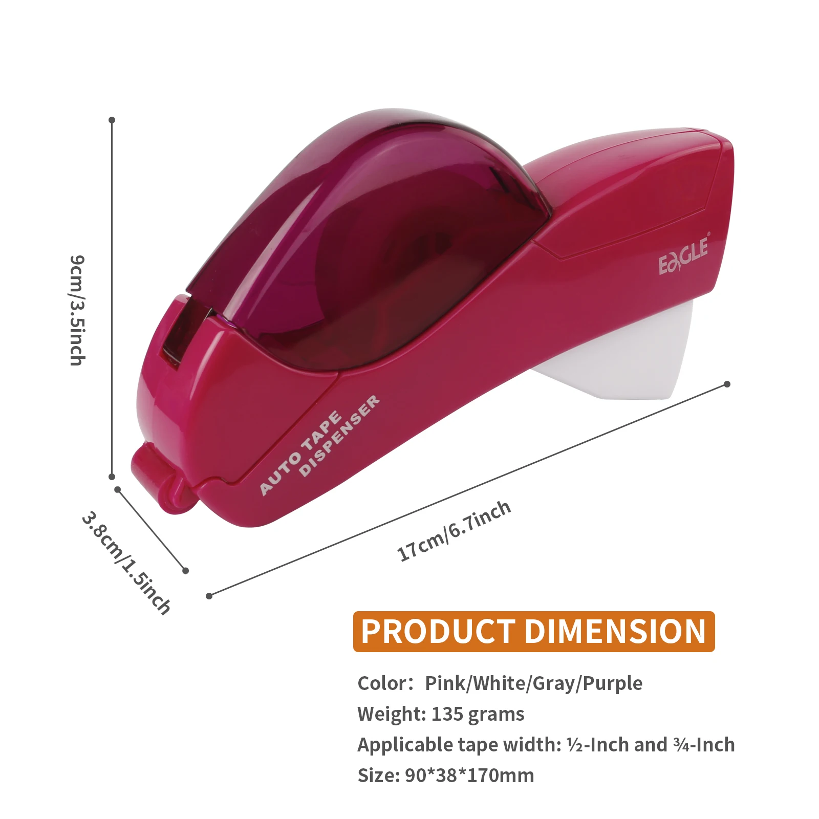 Eagle Automatic Tape Dispenser, No Battery Required, With 2 Rolls Free Tape，Suitable for Handwork,Family Gift Packaging