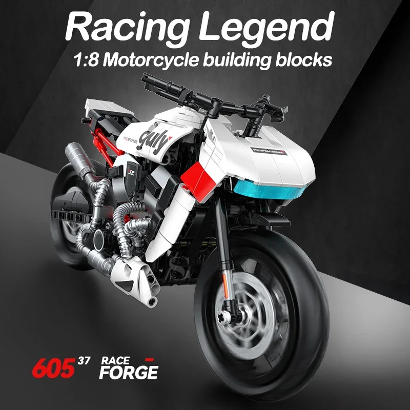 

1:8 Motorcycle Building Blocks Set Compatible with Technic Bricks Motorbike Racing Model Kits STEM Kids Educational Toys