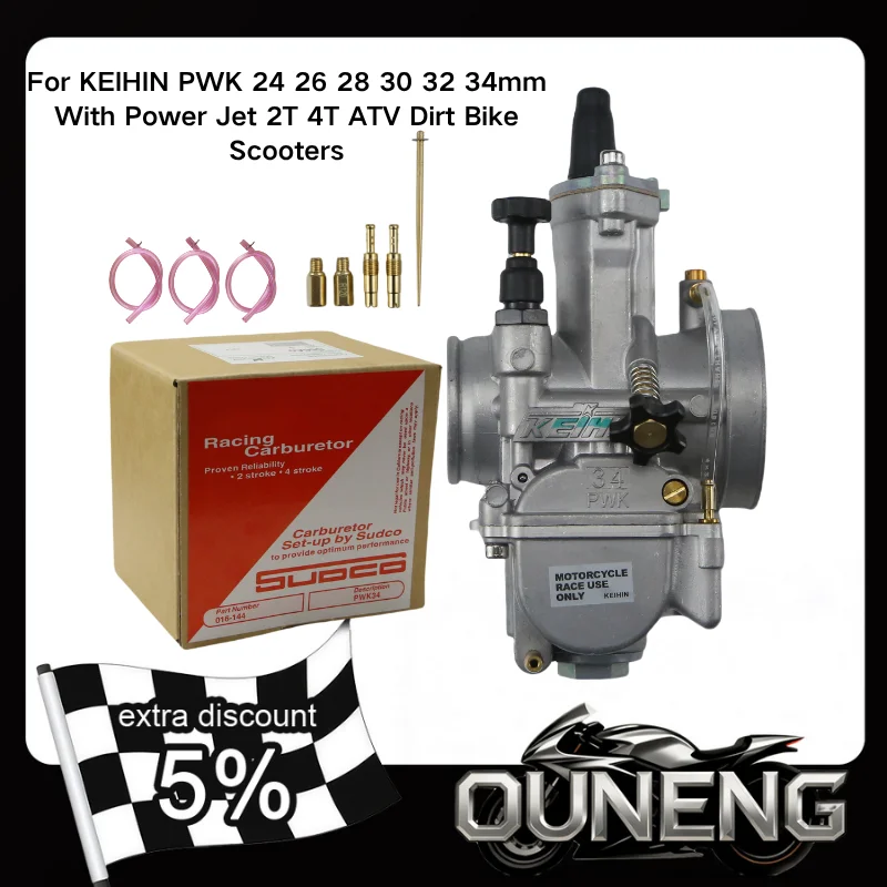 For Keihin KOSO PWK 24 26 28 30 32 34mm 2T 4T 50-250cc With Free Jet Motorcycle Carburetor ATV Quad Go Kart Dirt Bike Scooter