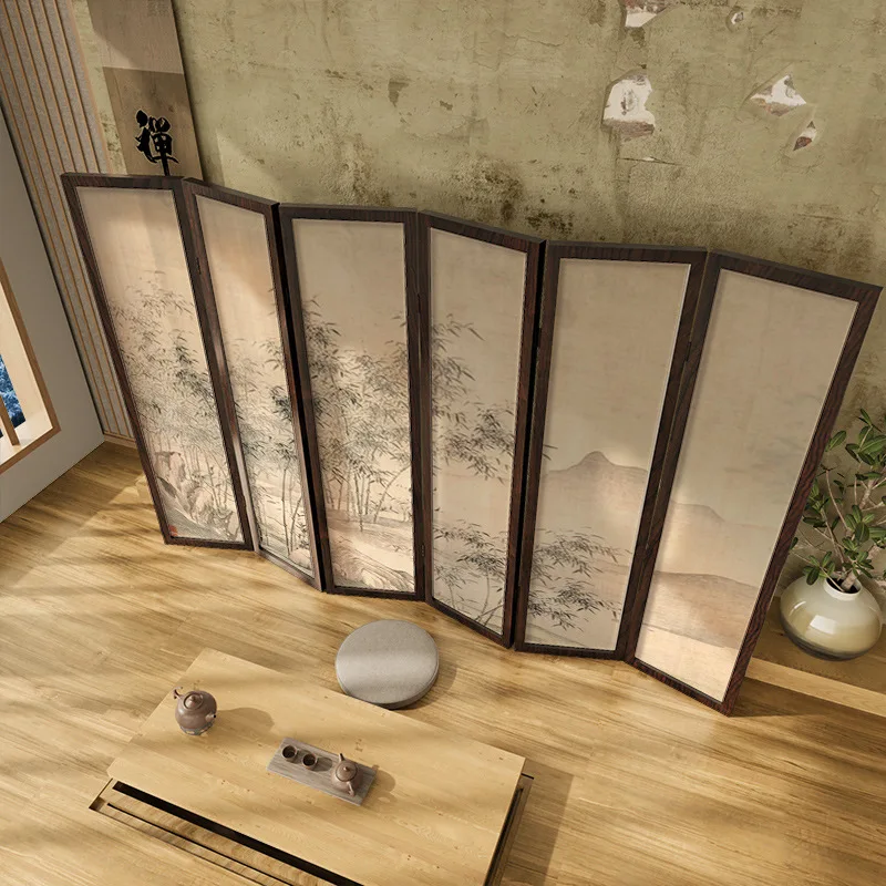 Customized. Aesthetics Classical Style Subareas Screens Living Room Covering Foldable Mobile Tea Room Solid Woo