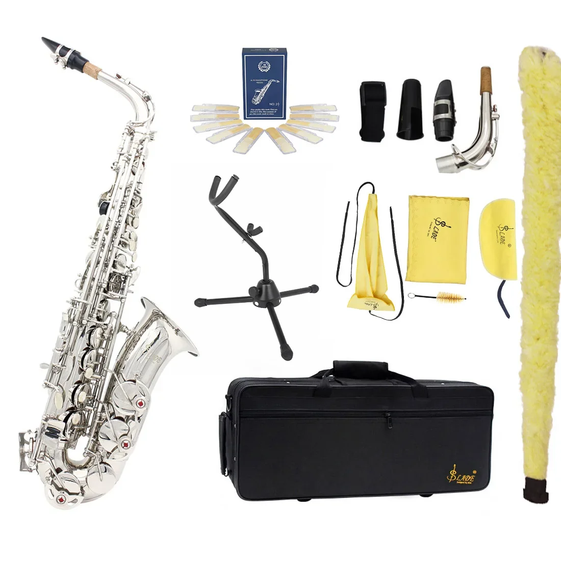 SLADE Eb Alto Saxophone Brass Body Carving Gold Silver Color Selection Sax Set with Case Saxophone Accessories E Flat Sax